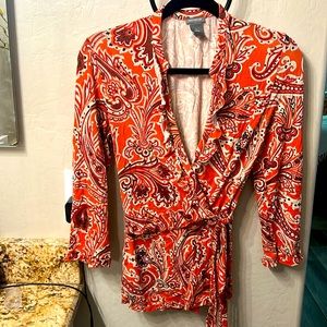 Ann Taylor 3/4 sleeve wrap top